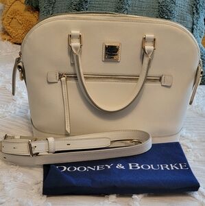 Dooney & Bourke Saffiano Domed Zip Satchel Color: Ecru